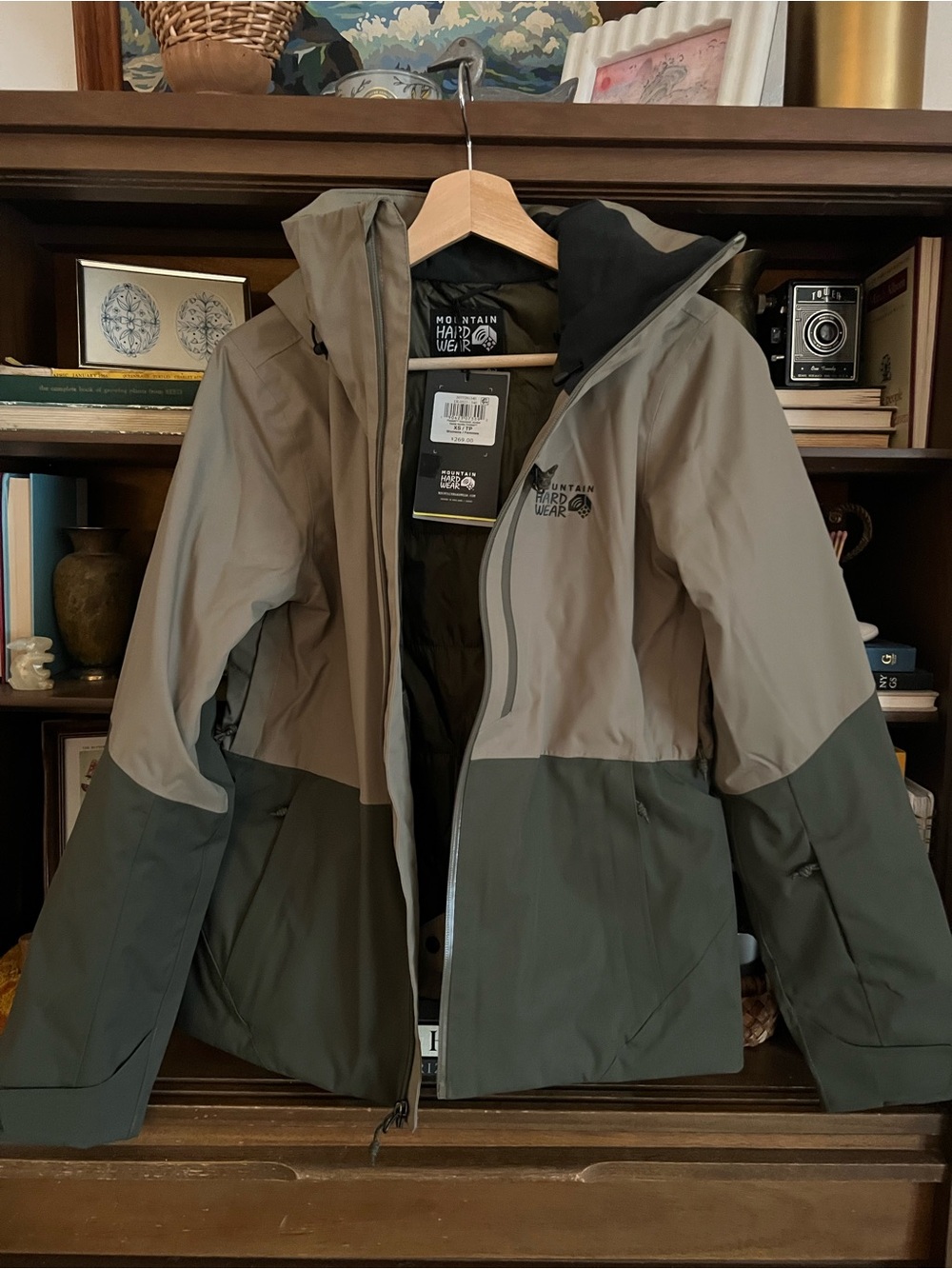 Mountain Hardwear Kids Two-Tone Olive and Taupe Rain Jacket